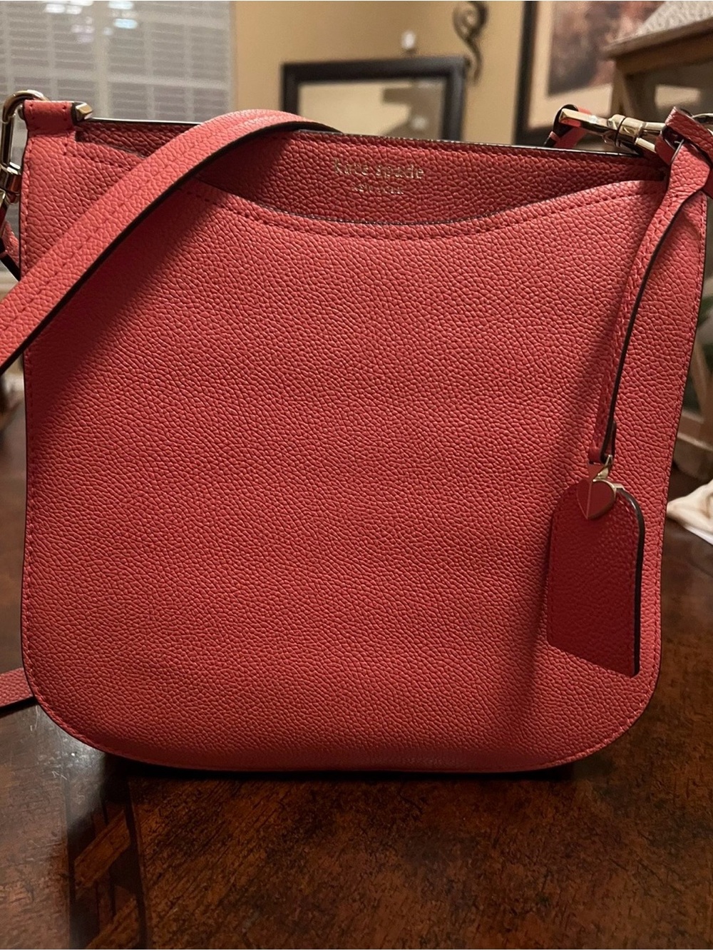 kate spade Coral Pink Pebbled Leather Crossbody Bag